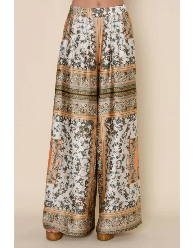 Vintage Print Palazzo Pants