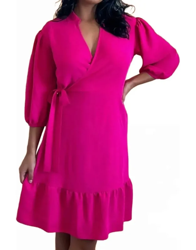 Ruffle Hem Wrap Style Dress