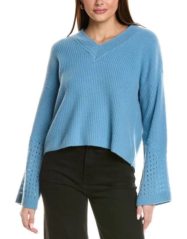 Pointelle Sleeve Cashmere Sweater