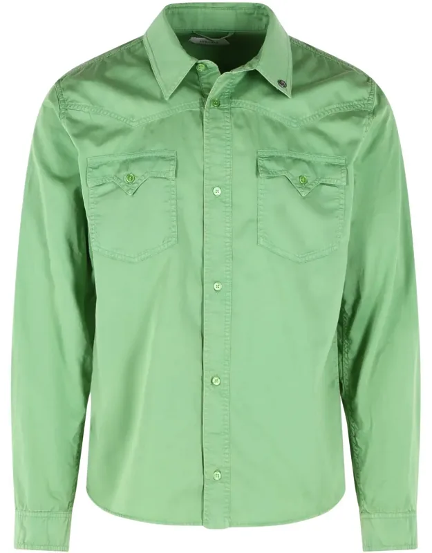 Cotton Shirt With Pointed Collar And Front Button Closure