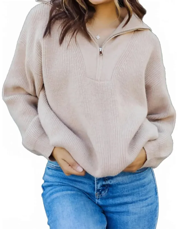 Chai Of Relief Zip Collared Sweater