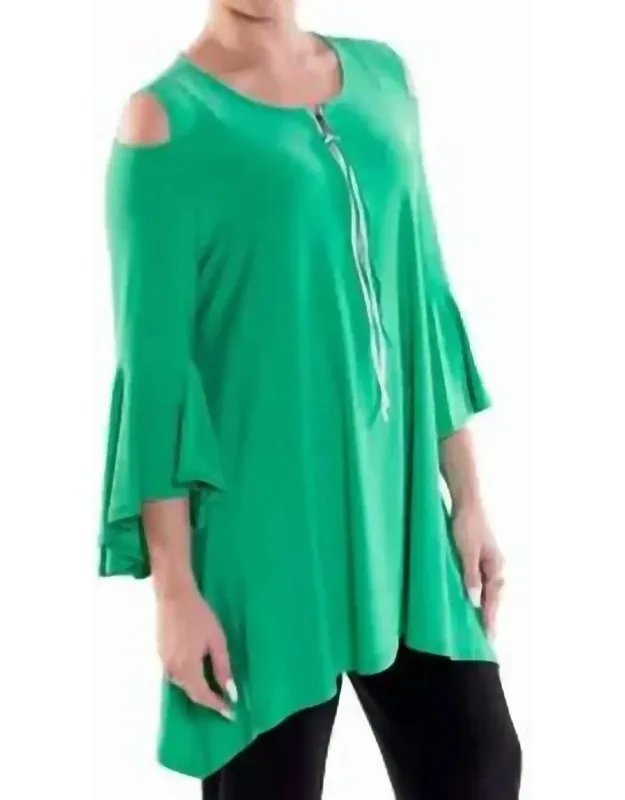 Open Shoulder Zipper Front Tunic