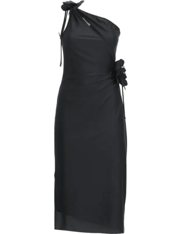 Asymmetric One-shoulder Mini Dress With Floral Embellishments