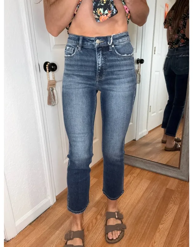 High Rise Straight Leg Crop Denim Jeans