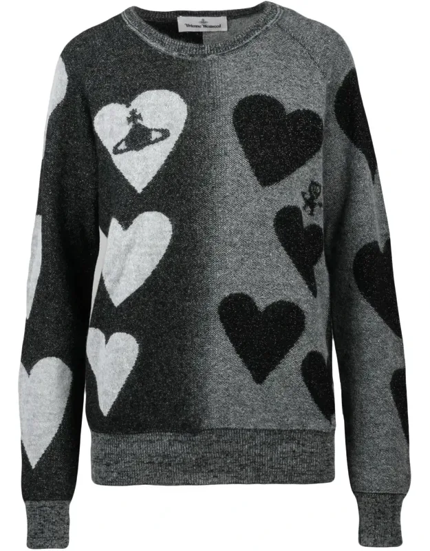 Hearts Jumper With Unique Patchwork Design And Metallic Touch