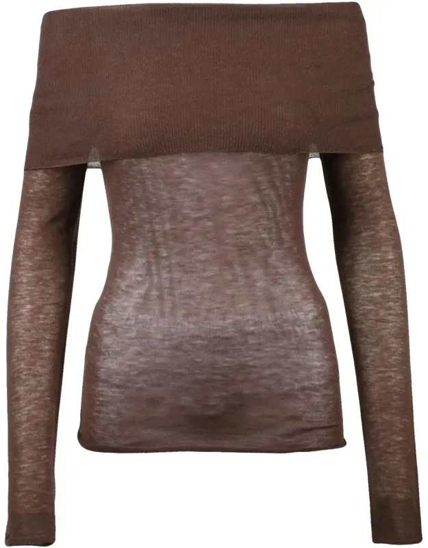 Brushed Knit Sweater With Off-the-shoulder Neckline