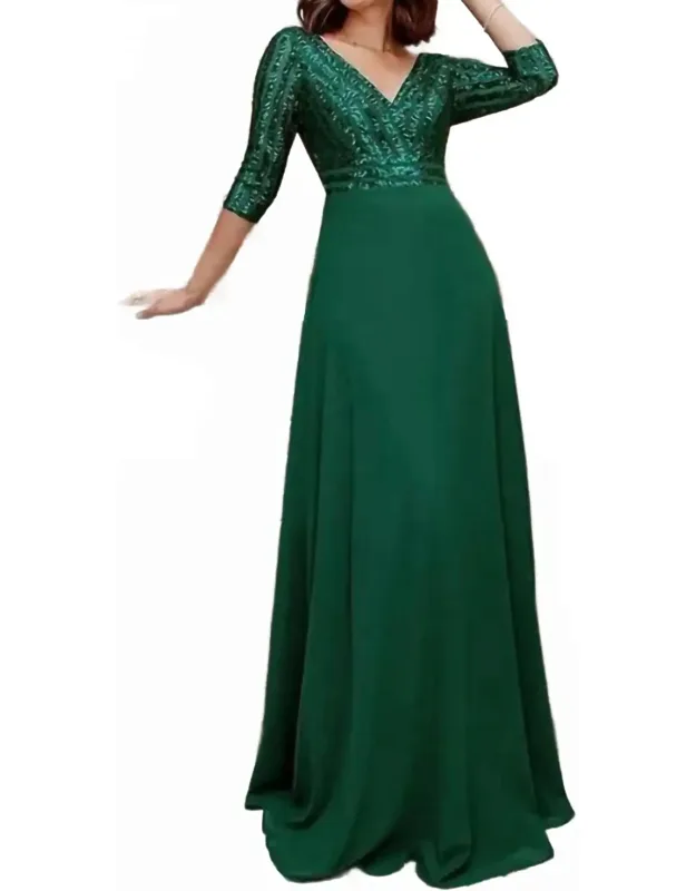 V-neck A-line Sequin Dress