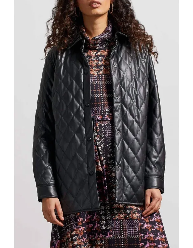 Quilted Pleather Shirt Jacket