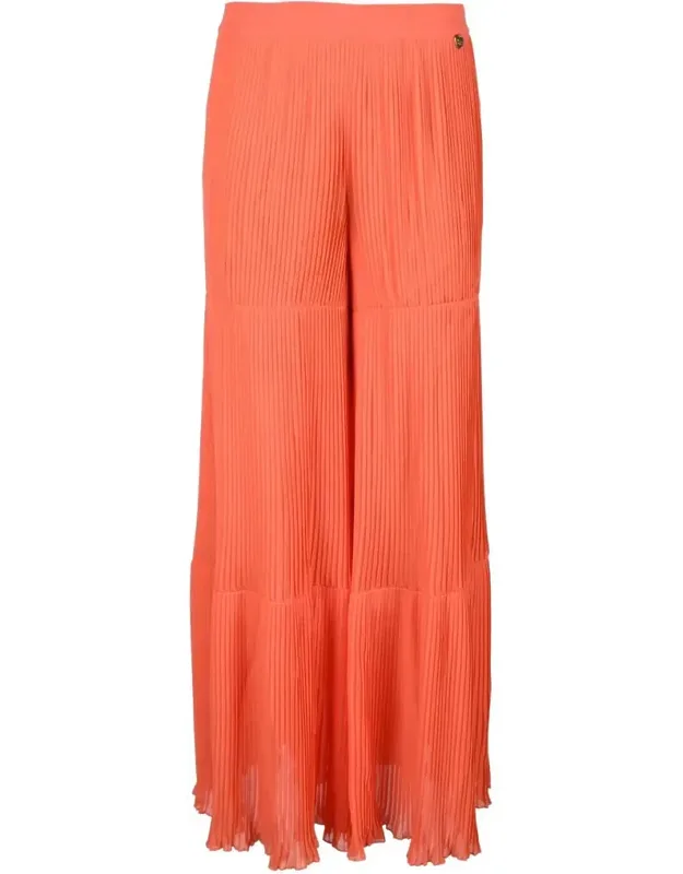 Pleated High Waist Trousers With Wide Leg Design
