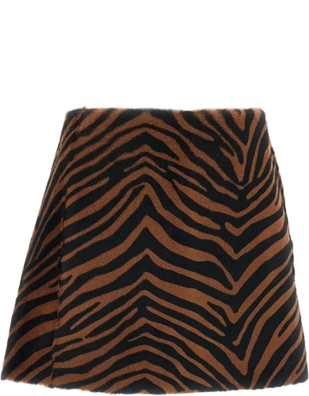 Animalier Pony-effect Leather Mini Skirt