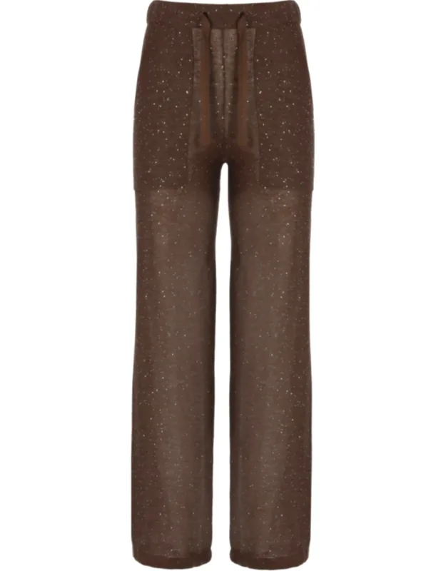 Viscose Sequined Drawstring Straight-leg Pants