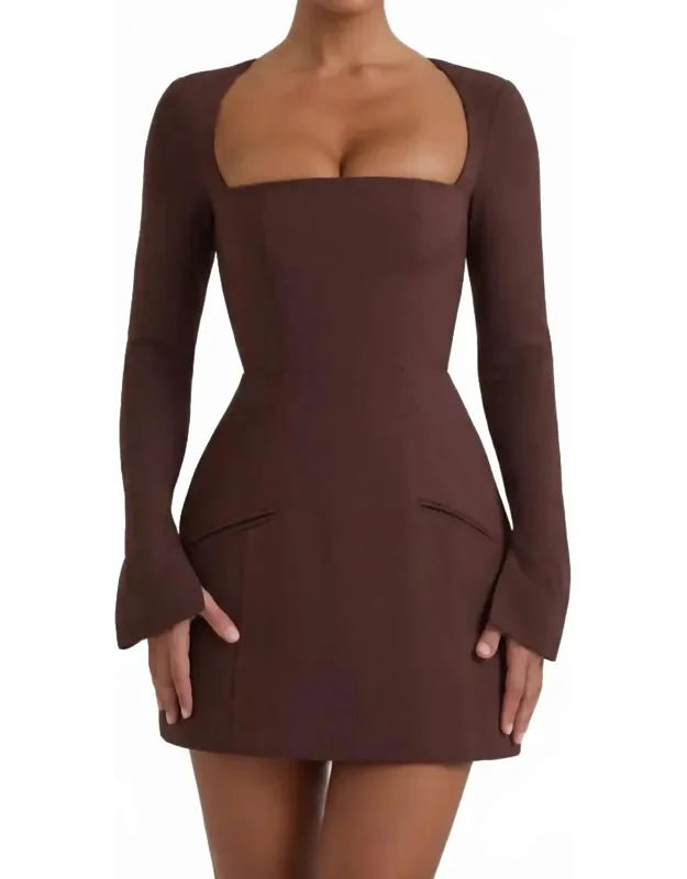 Taesha Square-neck Structured Tulip Mini Dress