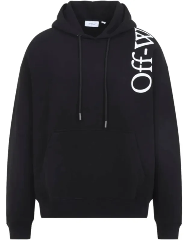 Relaxed Fit Hoodie With Vertical Text Detail