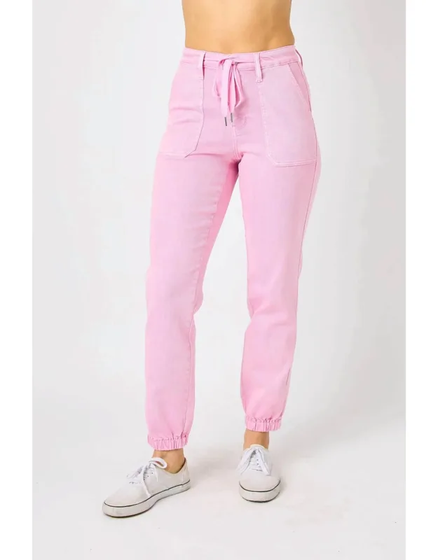 High Waist Garment Dyed Jogger Jeans