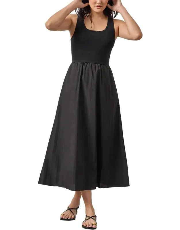Mixed Media Scoop Neck Dress