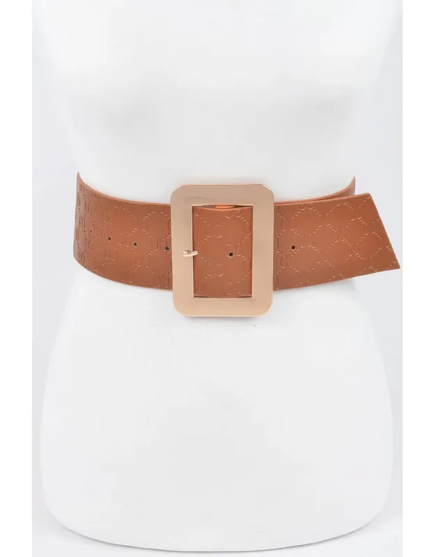 Big Metal Buckle Embossed Belt