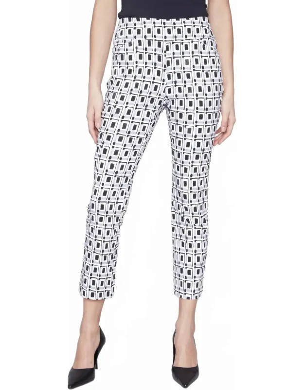 Pull-on Cropped Checkered Capri Pants
