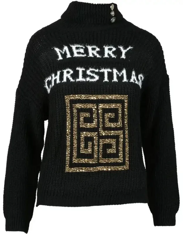 Ribbed High-neck Knit Sweater