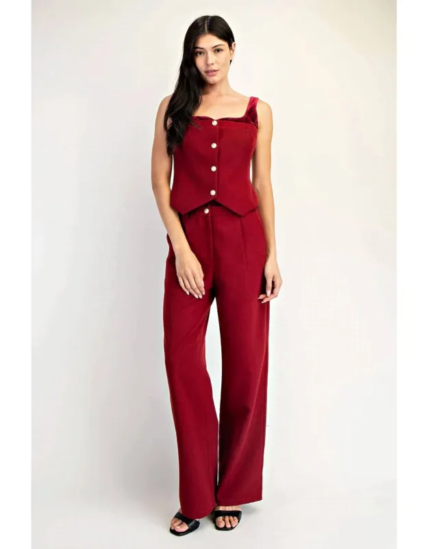 Tweed Pleated Pants With Contrast