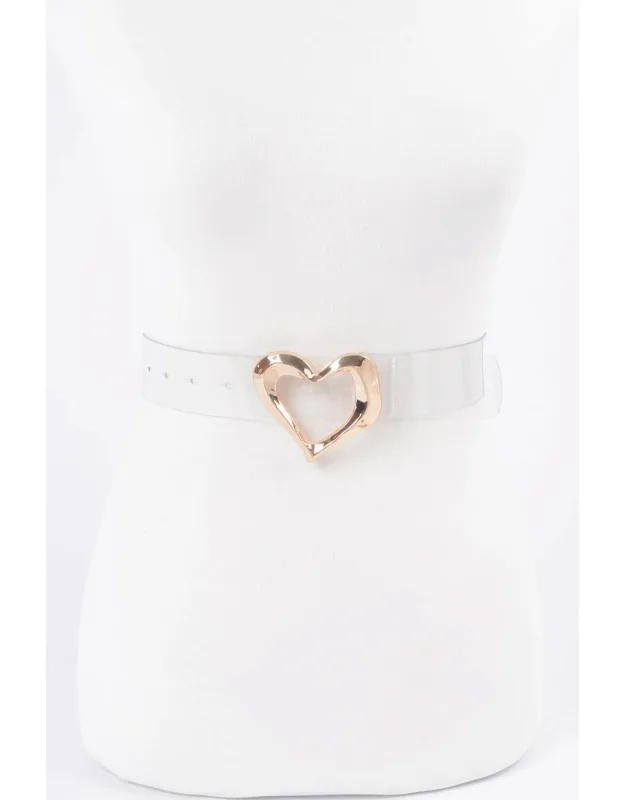 Heart Shape Metal Buckle Clear Belt - Romantic Heart-shaped Buckle, Modern Minimalist Design
