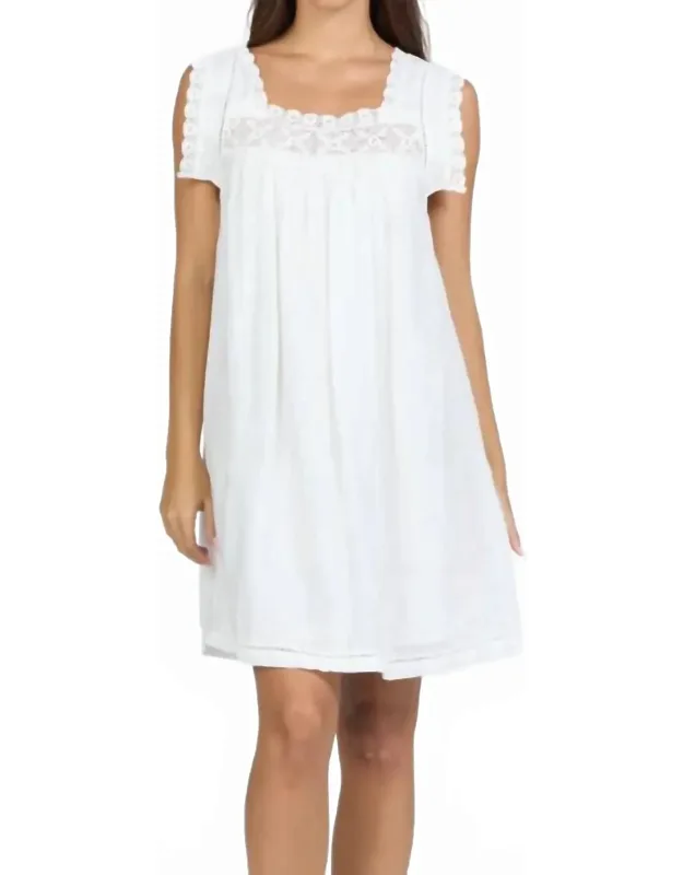 Miabella Square Neck Lace Trim Mini Dress
