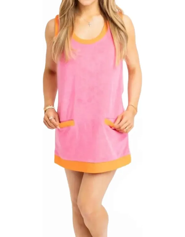 Solid Colorblock French Terry Mini Scoop Dress