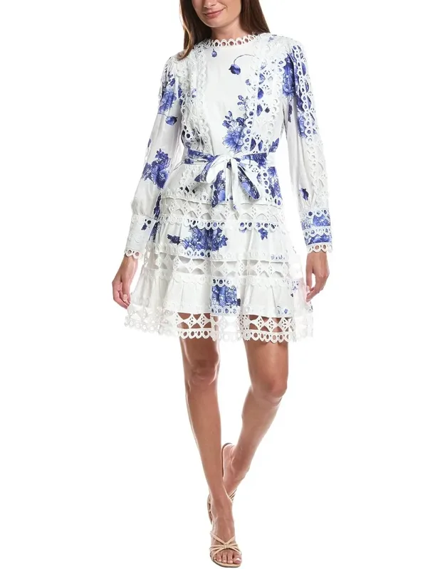Eyelet Tiered Mini Dress