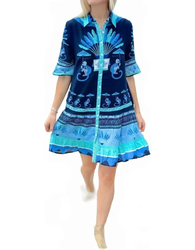 Mini Dress In Monkey Placement