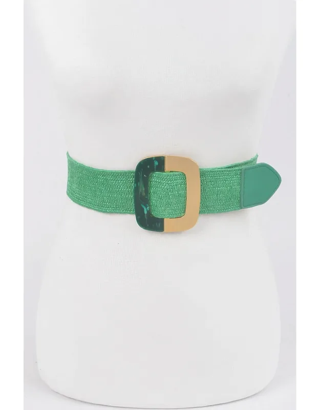 Square Metal Buckle Stretch Belt