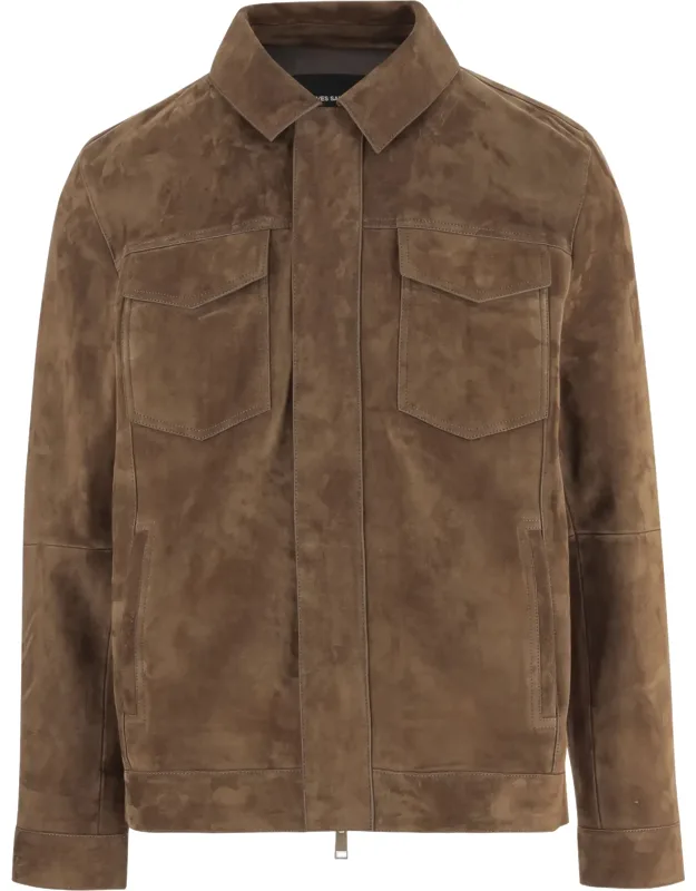 Suede Jacket With Classic Collar