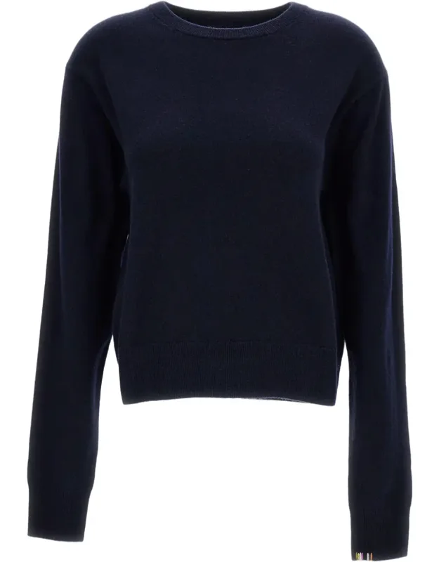 Classic Crewneck Sweater With Ribbed Details