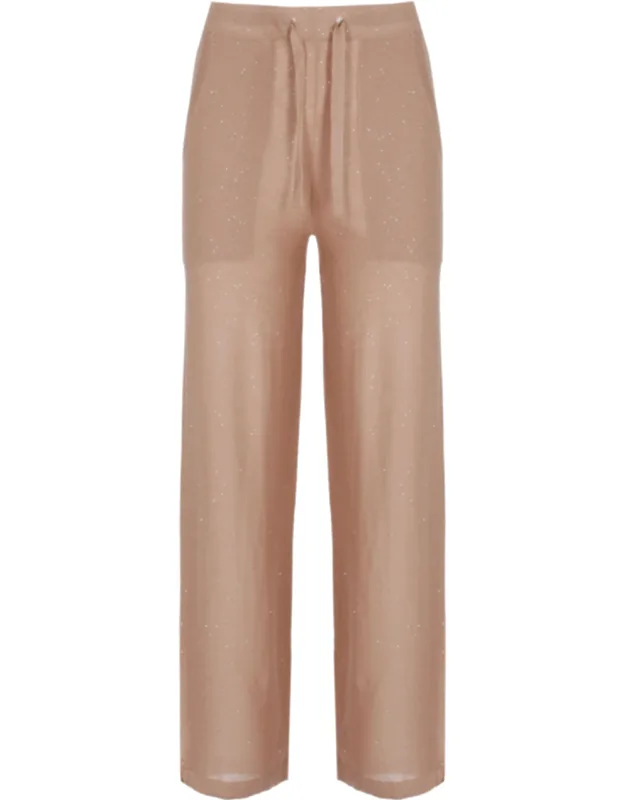 Viscose Sequined Drawstring Straight-leg Pants