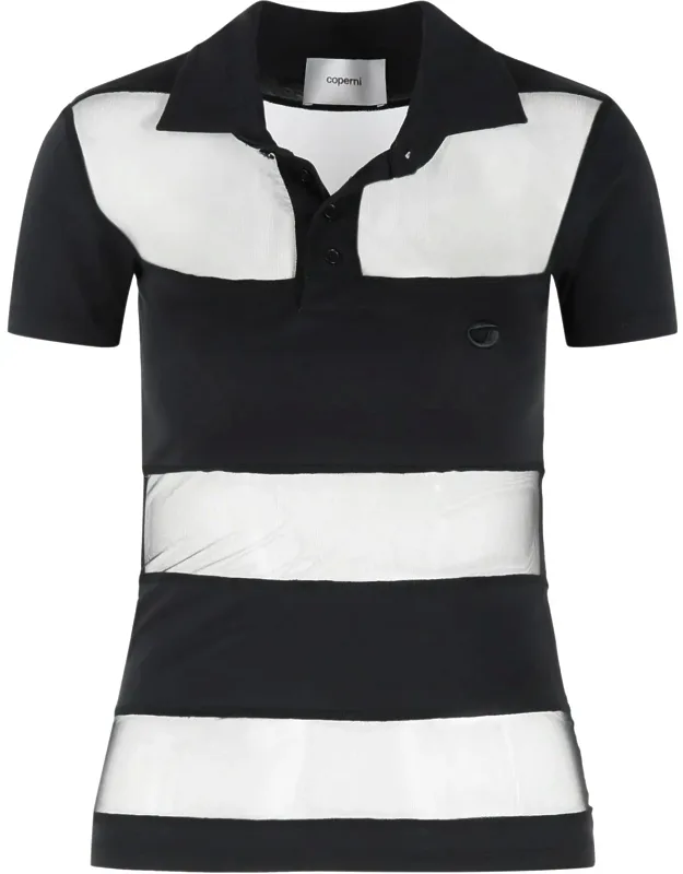Striped Cotton Blend Polo Shirt