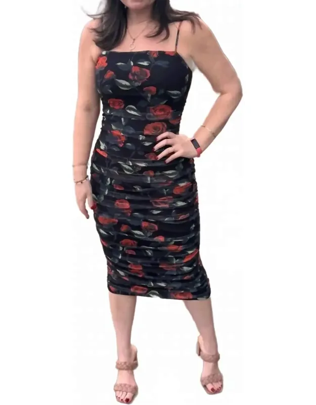 Mesh Floral Midi Dress