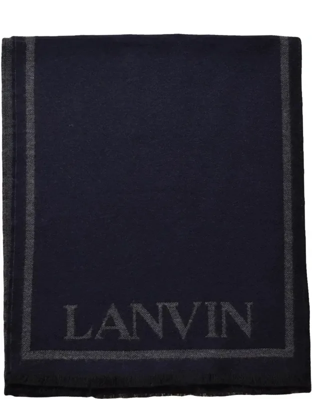 Woven Wool Scarf With Geometric Detail And Fringed Edges