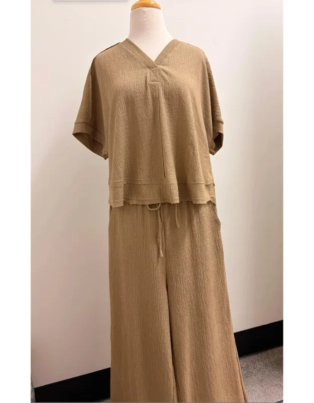 Crop And Wide Leg Pants Set