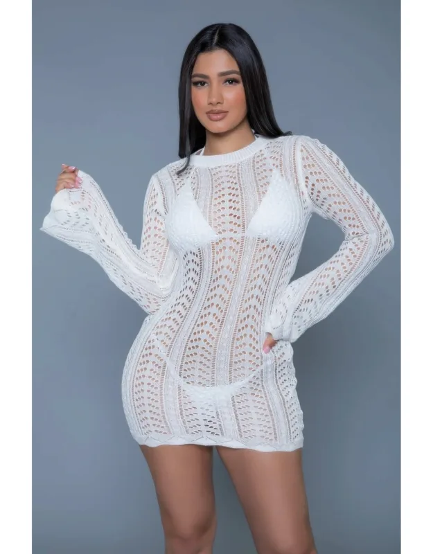 Kinsley Crochet Mini Dress With Scalloped Trim And Open Back