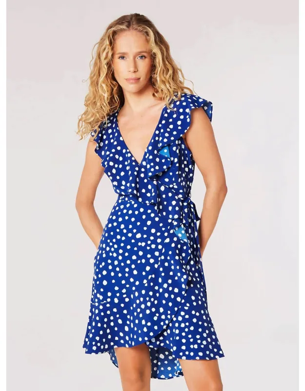 Painted Dot Ruffle Wrap Dress