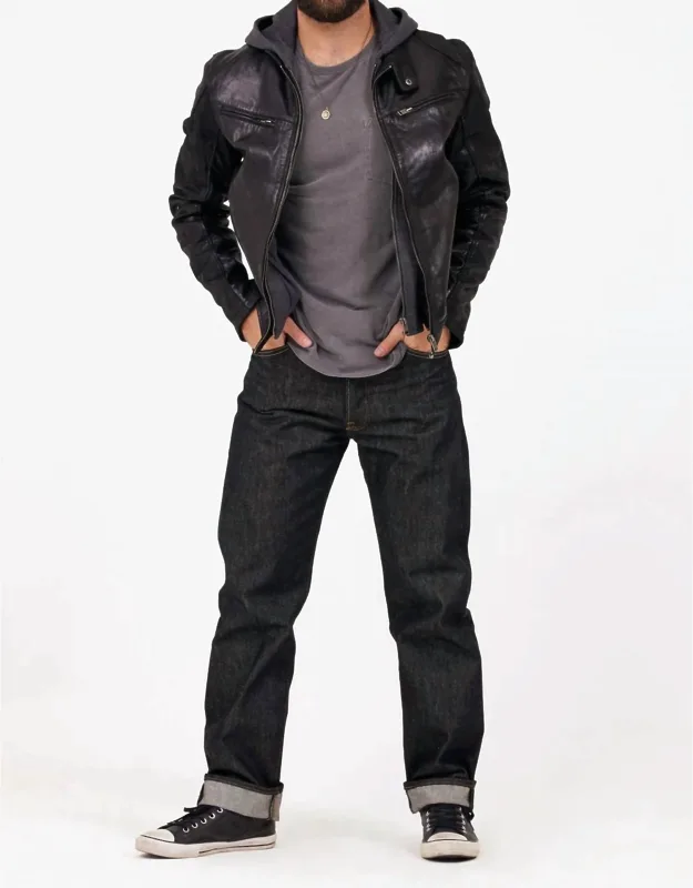 Biko Rf Leather Jacket - Crafted From Rich Lambskin Leather With Removable Hood