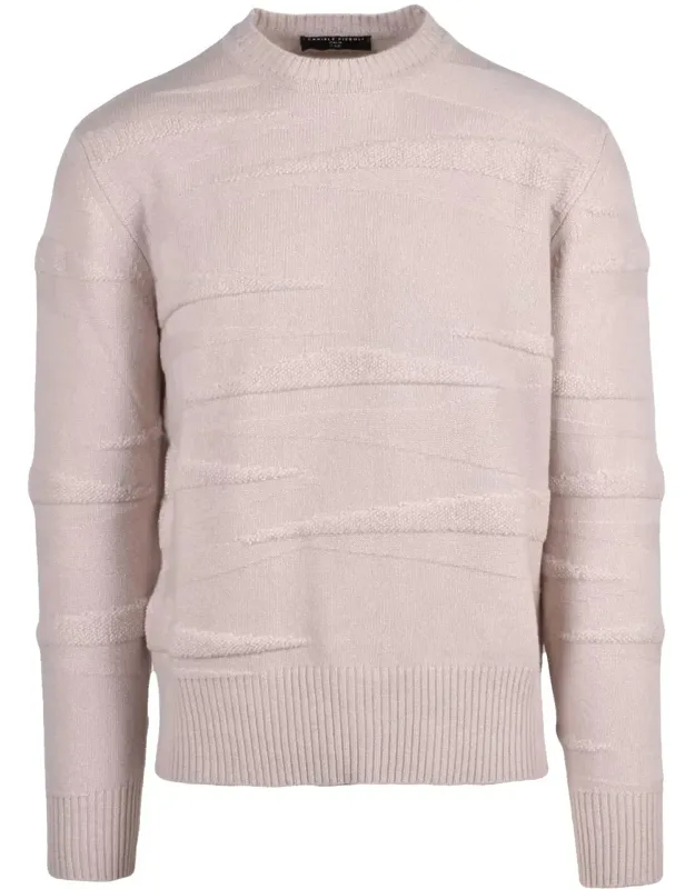 Textured Crewneck Sweater In Extrafine Merino Wool And Cashmere Blend