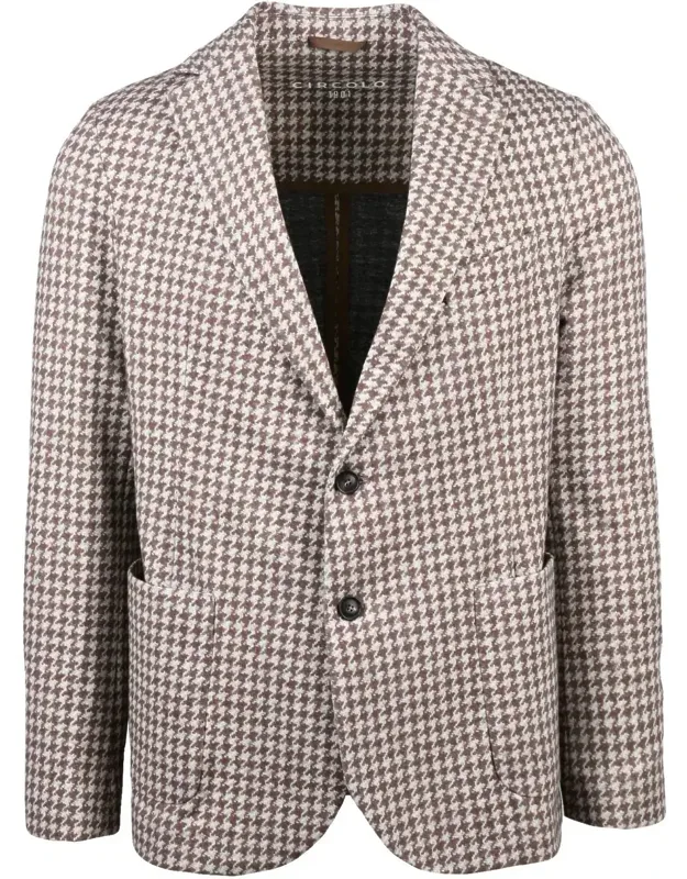 Rounded Houndstooth Cotton Stretch Jacket