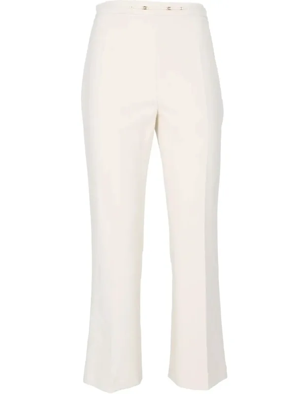 High-waisted Cropped Pants With Flared Legs And Metallic Accents