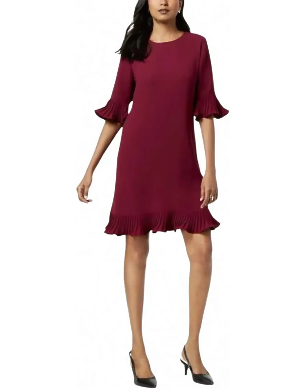 Pleated Flounce Mini Dress