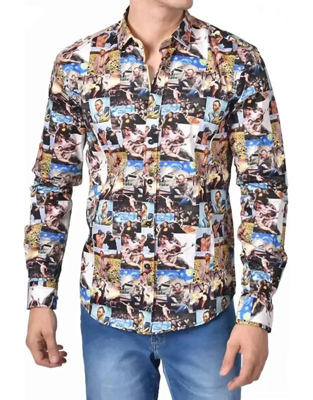 Millennial Van Gogh Button Down Print Shirt