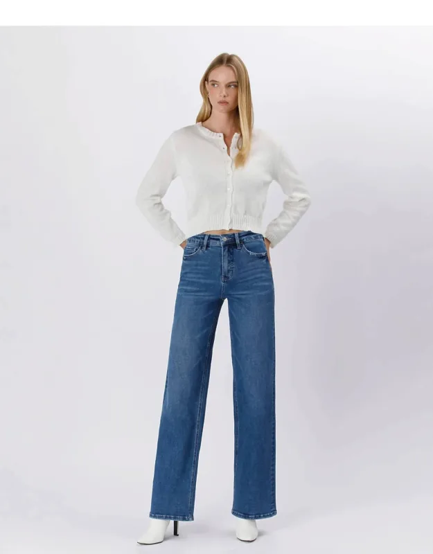 Tummy Control Super High Rise Wide Leg Jeans