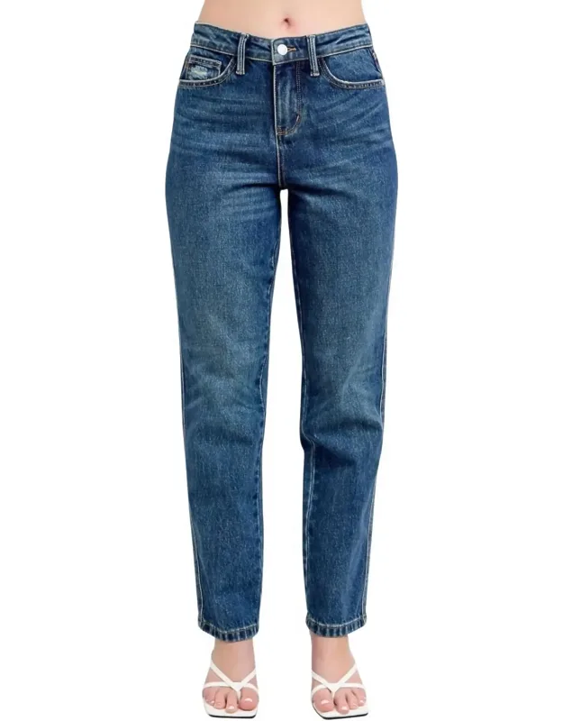High Waist Rigid Magic Non-destroy Straight Jeans