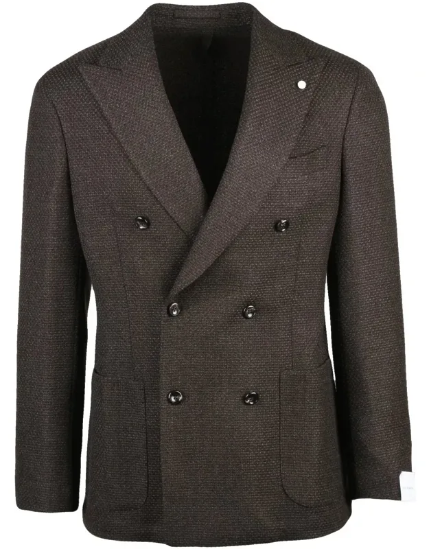 Textured Virgin Wool Double-breasted Blazer