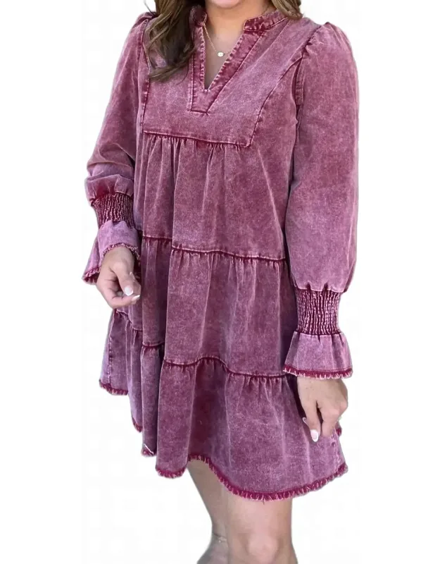 Stone Washed V-neck Dress