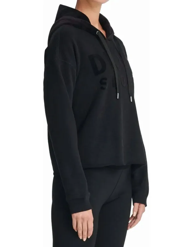 Activewear Velour Logo Fleece Hoodie