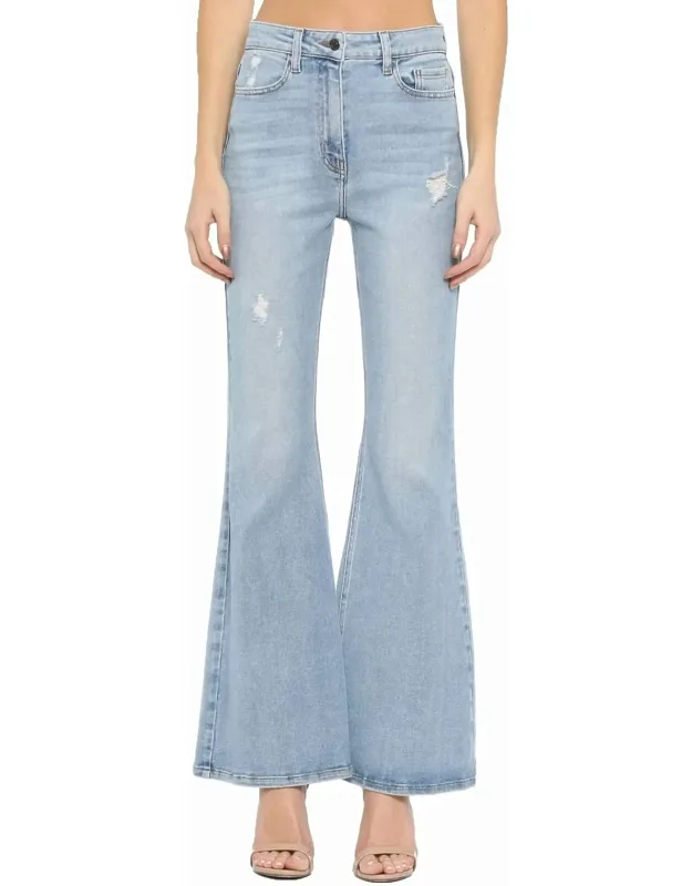 High Rise Distressed Super Flare Jeans